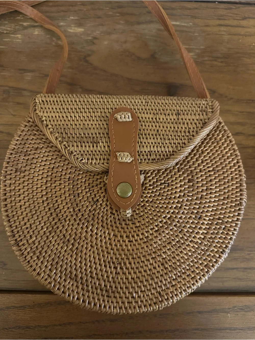 Anthropologie Woven Round Crossbody Bag - Tan/Brown